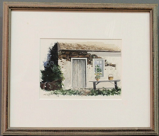 Framed and matted watercolor