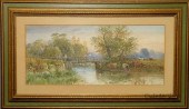 Framed and matted watercolor p