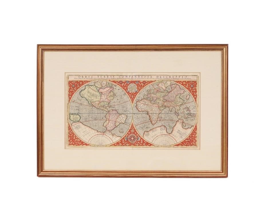 Framed and matted World Map,
