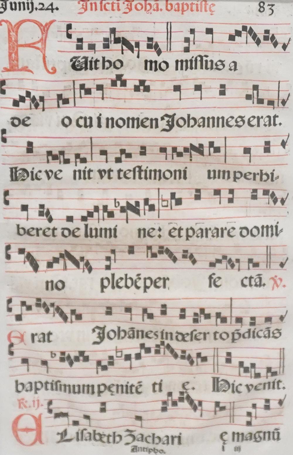 FRAMED ANTIPHONARY SHEET MUSIC,