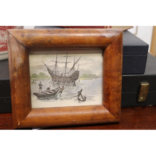 Framed antique hand coloured
