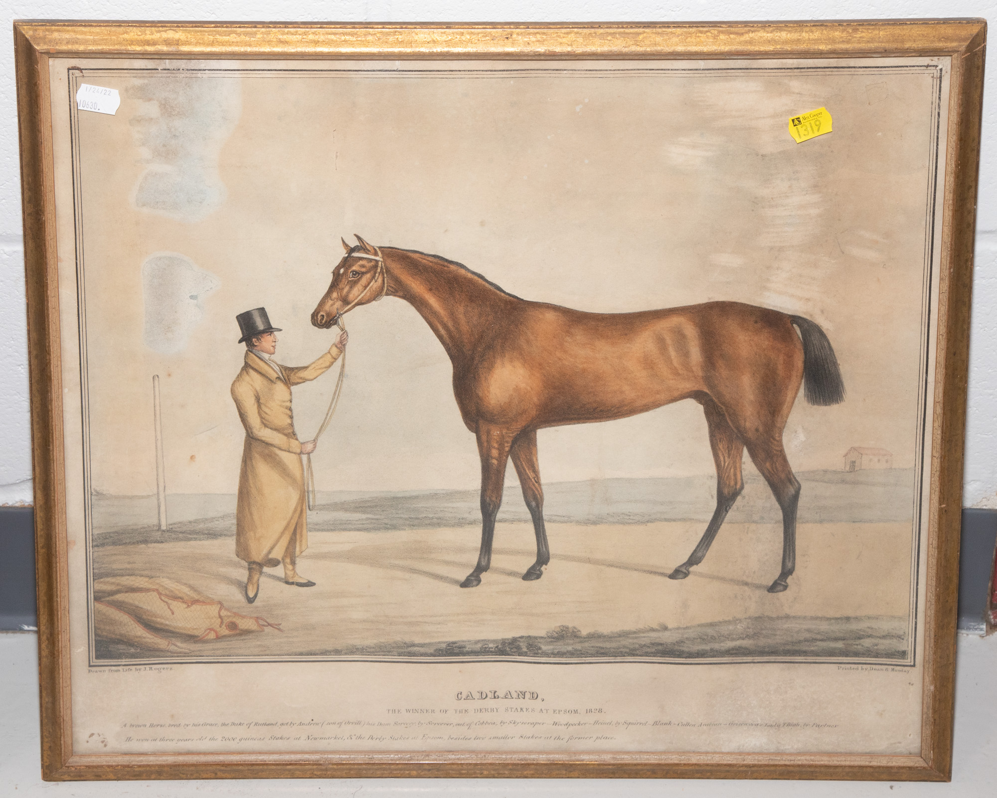 FRAMED ANTIQUE LITHOGRAPH OF A RACE