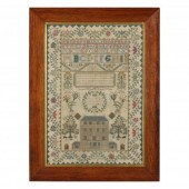 FRAMED ANTIQUE NEEDLEWORK SAMP