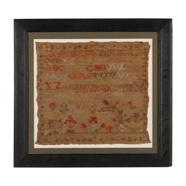 FRAMED ANTIQUE NEEDLEWORK SAMPLER