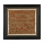 FRAMED ANTIQUE NEEDLEWORK SAMP
