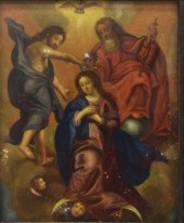 FRAMED ANTIQUE RELIGIOUS RETAB