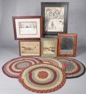 Framed art and rag rugs to inc