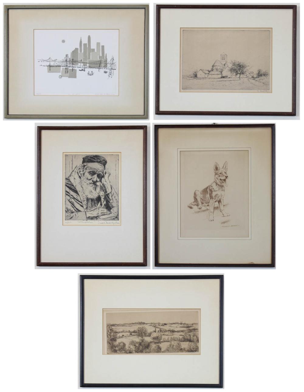FRAMED ART, FIVE PIECES: MORGAN