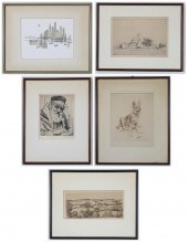 FRAMED ART, FIVE PIECES: MORGA