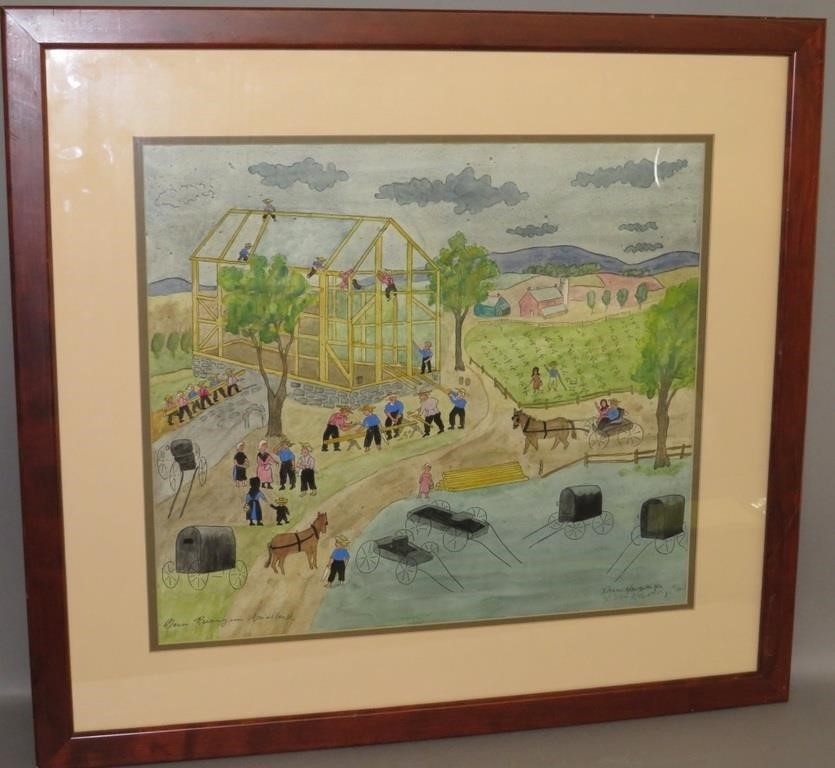 FRAMED ARTIST PROOF "BARN RAISING