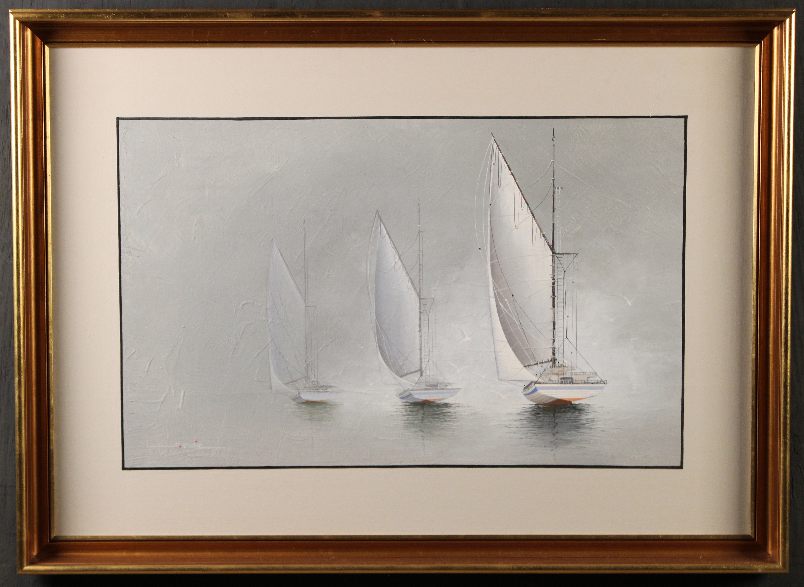 FRAMED ARTWORK OF SAILBOATS AT