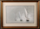 FRAMED ARTWORK OF SAILBOATS AT