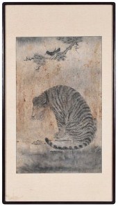 FRAMED ASIAN INK ON PAPER TIGE