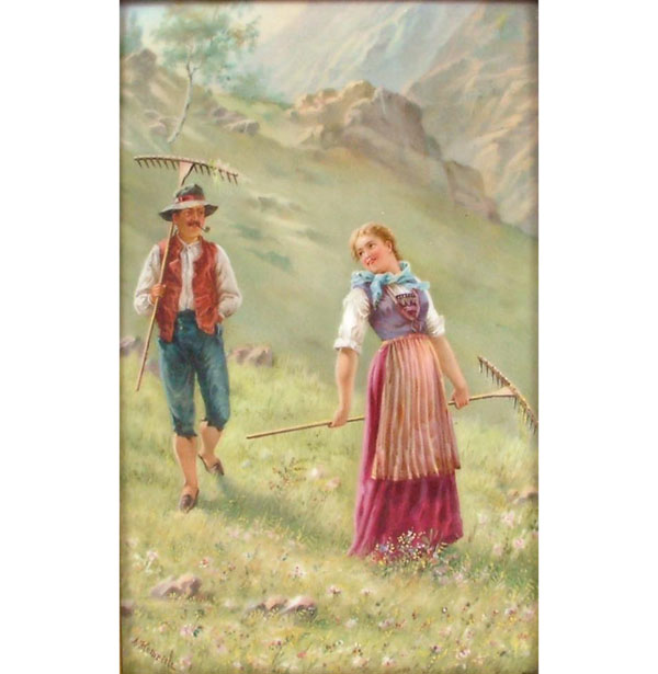 Framed Austrian painting on