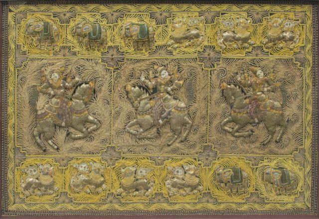 FRAMED BURMESE KALAGA EMBROIDERED