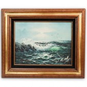 FRAMED CARTHY SEASCAPE OIL PAI