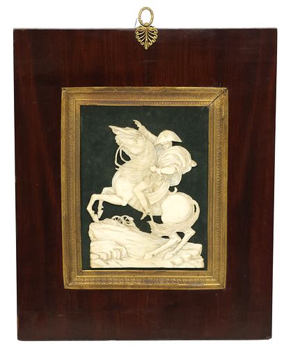 FRAMED CARVED RELIEF PLAQUE