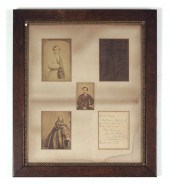 FRAMED CDV'S AND AUTOGRAPH OF