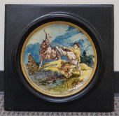 FRAMED CERAMIC HAND-PAINTED PL