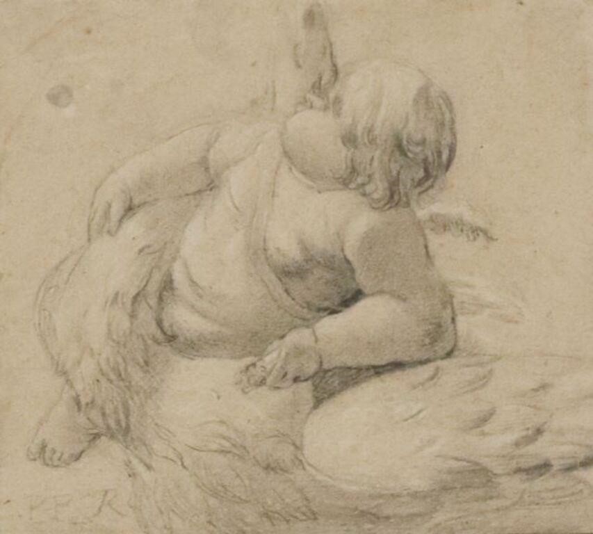FRAMED CHALK DRAWING GANYMEDE TAKEN