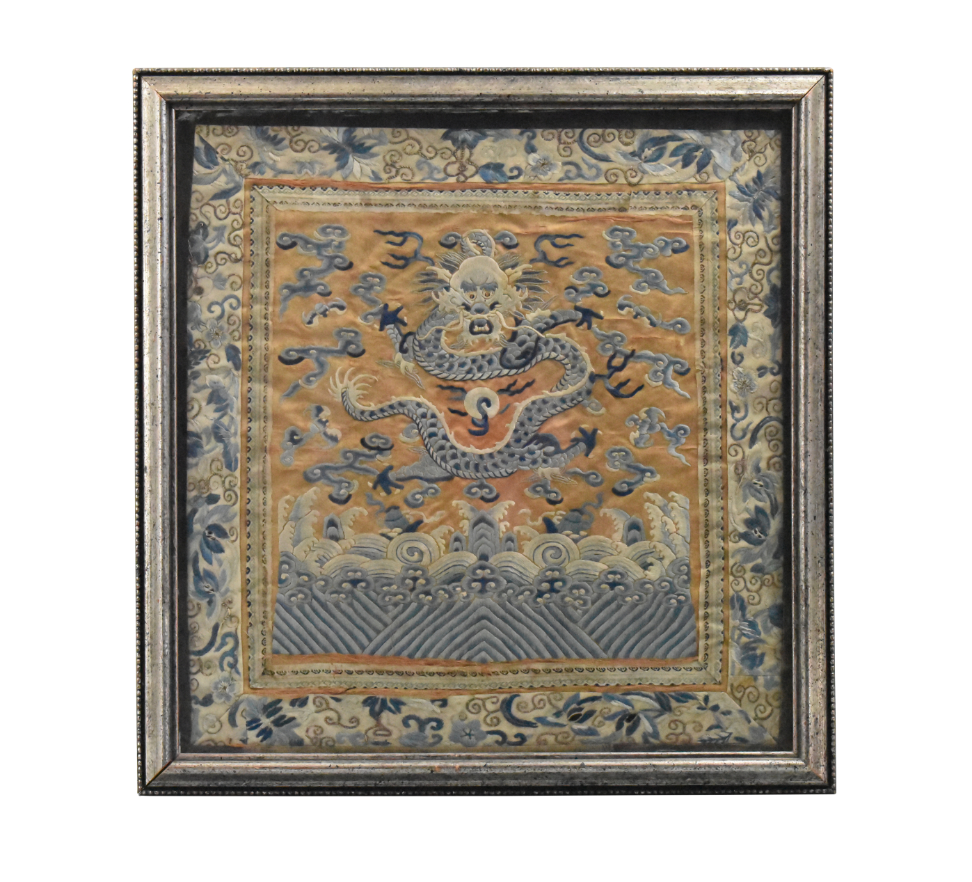 FRAMED CHINESE EMBROIDERY DRAGON