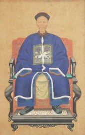 FRAMED CHINESE GOUACHE ANCESTR