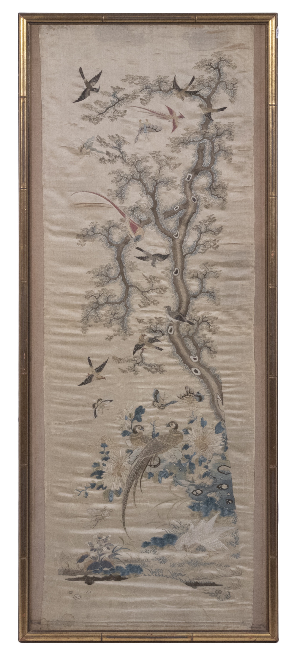 FRAMED CHNESE SILKWORK Silk on Silk