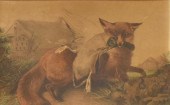 FRAMED CHROMO LITHOGRAPH FOX &