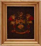Framed coat-of-arms painted pa