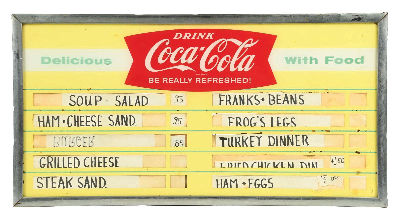 FRAMED COCA-COLA MENU BOARD W/
