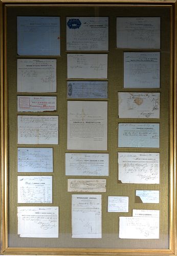 FRAMED COLLECTION OF STOCKS AND
