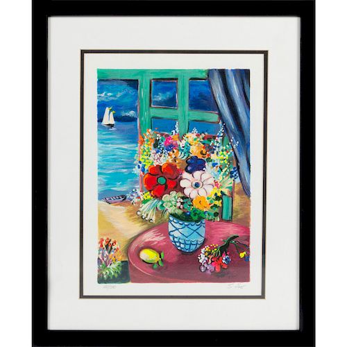 FRAMED COLOR SERIGRAPH, BLUE