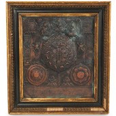 FRAMED COPPER BAS RELIEF PLAQU