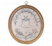 FRAMED CREWELWORK ON SILK Circ