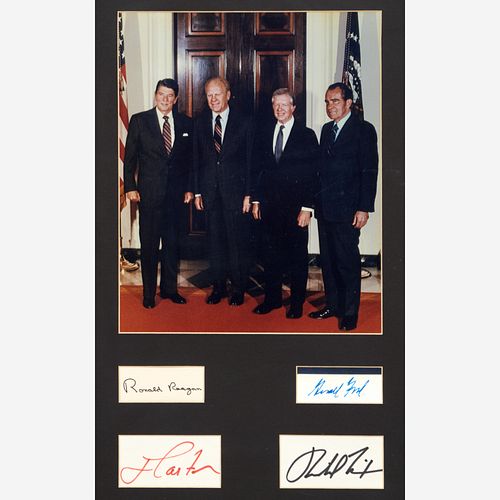 FRAMED DISPLAY OF FOUR PRESIDENTIAL