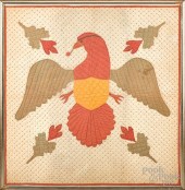 FRAMED EAGLE CRIB QUILT, EARLY