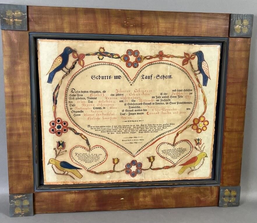 FRAMED EASTON PRINTED TAUFSCHEIN BY