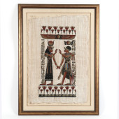 FRAMED EGYPTIAN PAINTING ON PA