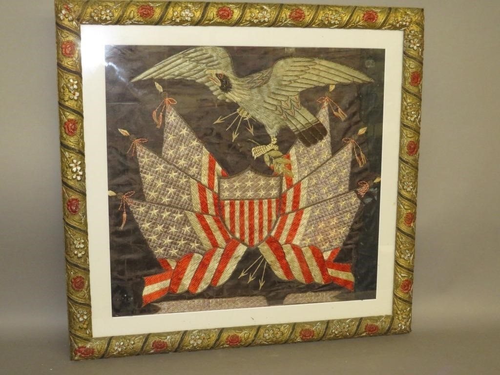 FRAMED EMBROIDERED AMERICAN EAGLE
