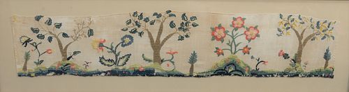 FRAMED EMBROIDERED CREWELWORK ON