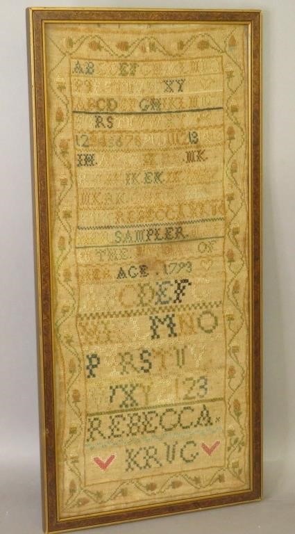 FRAMED EMBROIDERED SAMPLER FOR/BY