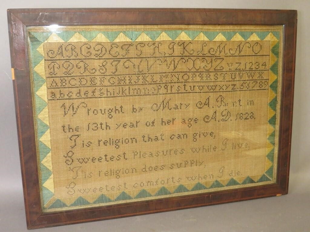 FRAMED EMBROIDERED SAMPLER OF