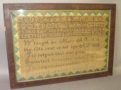 FRAMED EMBROIDERED SAMPLER OF