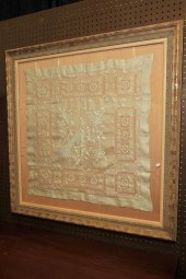 FRAMED EMBROIDERY. Late 19th-e
