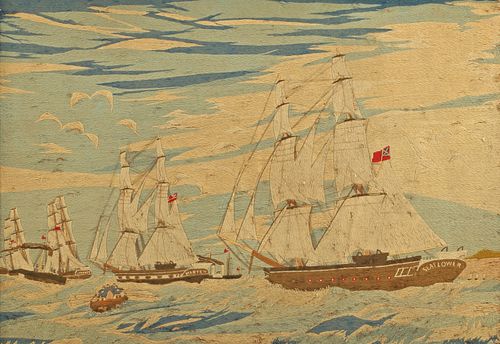 FRAMED EMBROIDERY NEEDLEWORK MARINE