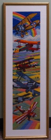 FRAMED EMBROIDERY OF AIRPLANES