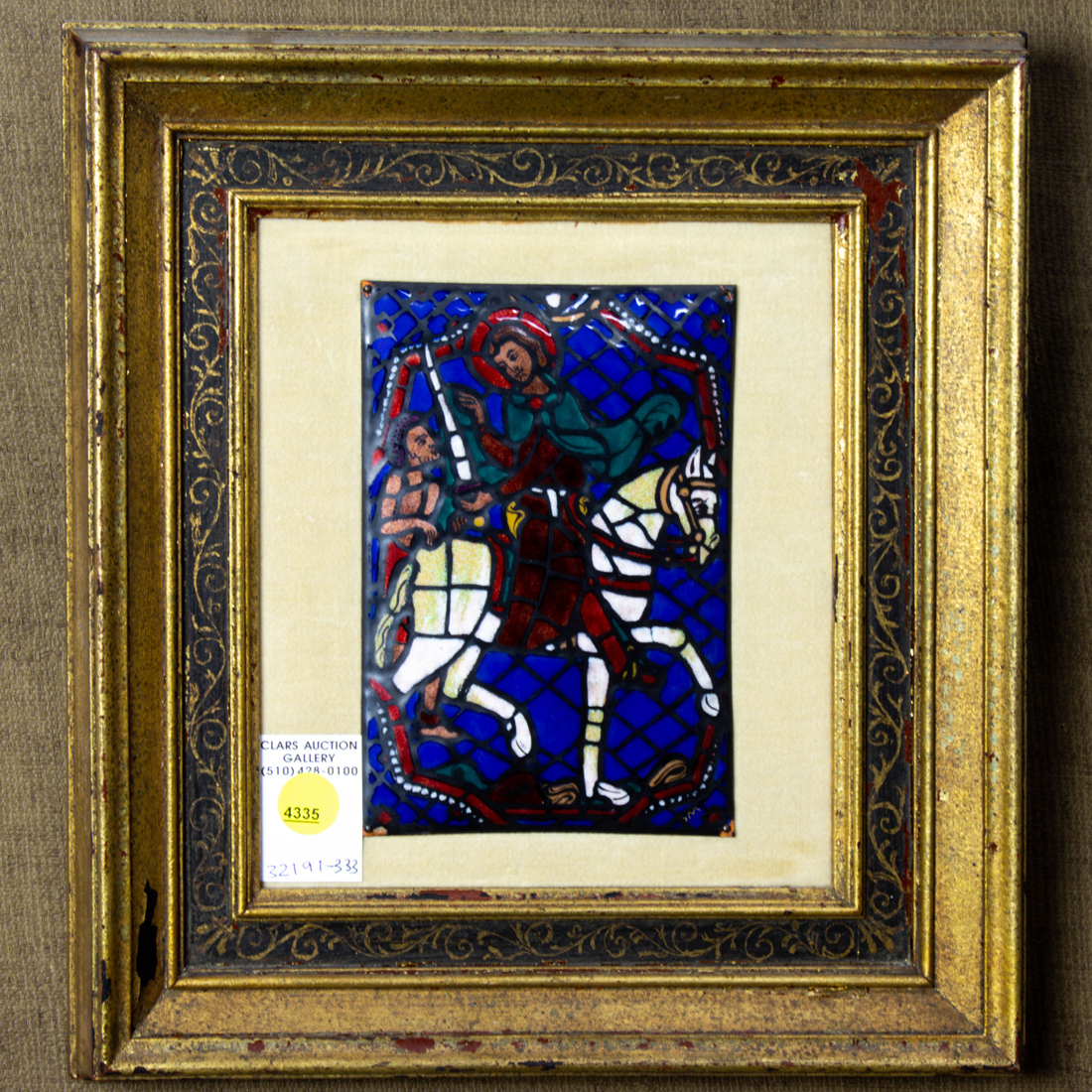 FRAMED ENAMEL ON COPPER PLAQUE OF