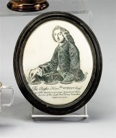Framed enameled portrait plaqu