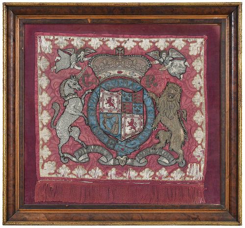 FRAMED ENGLISH EMBROIDERED HERALDIC