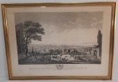 FRAMED ENGRAVING " LA VILLE ET
